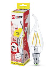 Лампа светодиодная LED-СВЕЧА НА ВЕТРУ-deco 7Вт 230В Е14 3000К 630Лм прозр | 4690612007663 | IN HOME