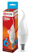 Лампа светодиодная LED-СВЕЧА НА ВЕТРУ-VC 6Вт 230В Е14 4000К 540Лм | 4690612030395 | IN HOME