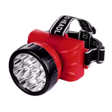 Фонарь налобный аккумуляторный HLA 09R 12LED 120Lm 15ч 2 режима, з/у 230В КРАСНЫЙ | 4690612031910 | IN HOME