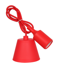 Патрон Е27 силиконовый со шнуром 1м красный | 4690612008707 | IN HOME