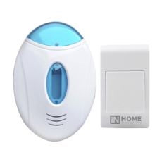 Звонок беспроводной ЗБ-3 32 мелодии 120м с подсветкой с кнопкой бело-голубой | 4690612013312 | IN HOME