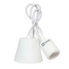 Патрон Е27 силиконовый со шнуром 1м белый | 4690612008684 | IN HOME