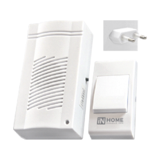 Звонок беспроводной ЗБ-4 32 мелодии 120м сетевой с кнопкой белый | 4690612013329 | IN HOME