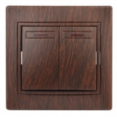 1-105-10 Intro Выключатель двойной с подсветкой, 10А-250В, IP20, СУ, Plano, венге | Б0030048 | Intro