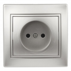 1-201-03 Intro Розетка 2P, 16А-250В, IP20, СУ, Plano, алюминий | Б0030054 | Intro
