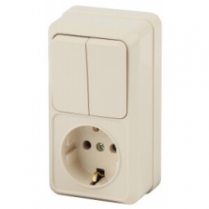 2-706-02 Intro Блок розетка+выкл. двойной верт. 10(16)А-250В, IP20, ОУ, Quadro, сл.кость | Б0036170 | Intro