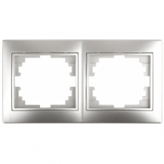 1-502-03 Intro Рамка на 2 поста гор., СУ, Plano, алюминий | Б0030094 | Intro
