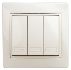 Выключатель тройной, 10А-250В, IP20, СУ, Plano, сл.кость | Б0027606 | Intro