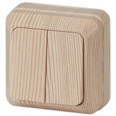 2-104-11 Intro Выключатель двойной, 10А-250В, IP20, ОУ, Quadro, сосна | Б0027642 | Intro