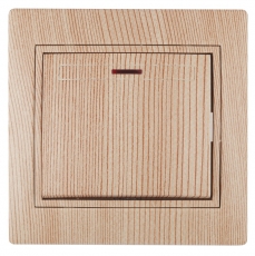 1-102-11 Intro Выключатель с подсветкой, 10А-250В, IP20, СУ, Plano, сосна | Б0030037 | Intro