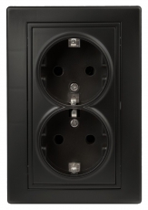1-205-05 Intro Розетка 2X2P+E Schuko, 16А-250В, IP20, СУ, Plano, антрацит | Б0044570 | Intro