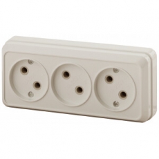 2-205-02 Intro Розетка 3х2P, 16А-250В, IP20, ОУ, Quadro, сл.кость | Б0036142 | Intro
