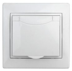 1Э-207-01 Intro Розетка 2P+E Schuko с крышкой штор., 16А-250В, СУ, б.л., Plano, белый | Б0038832 | Intro