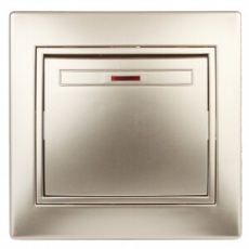 1-102-04 Intro Выключатель с подсветкой, 10А-250В, IP20, СУ, Plano, шампань | Б0030035 | Intro