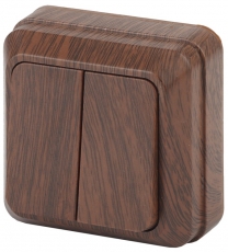 2-104-10 Intro Выключатель двойной, 10А-250В, IP20, ОУ, Quadro, венге | Б0030121 | Intro