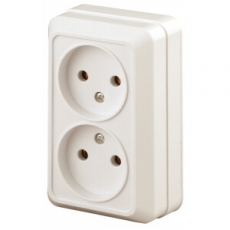 2-203-02 Intro Розетка 2х2P, 16А-250В, IP20, ОУ, Quadro, сл.кость | Б0027653 | Intro