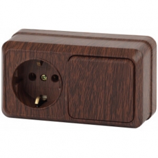 2-701-10 Intro Блок розетка+выкл. гориз. 10(16)А-250В, IP20, ОУ, Quadro, венге | Б0036151 | Intro