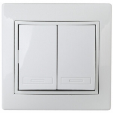Выключатель двойной, 10А-250В, IP20, СУ, Plano, белый | Б0027601 | Intro