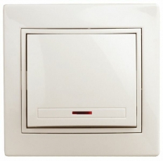 Выключатель с подсветкой, 10А-250В, IP20, СУ, Plano, сл.кость | Б0027598 | Intro