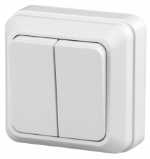 2-104-01 Intro Выключатель двойной, 10А-250В, IP20, ОУ, Quadro, белый | Б0027640 | Intro