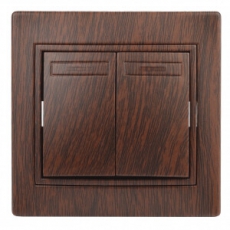 1-104-10 Intro Выключатель двойной, 10А-250В, IP20, СУ, Plano, венге | Б0030044 | Intro