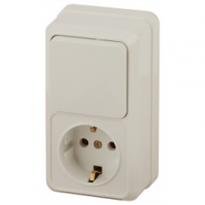 2-705-02 Intro Блок розетка+выкл. верт. 10(16)А-250В, IP20, ОУ, Quadro, сл.кость | Б0036166 | Intro