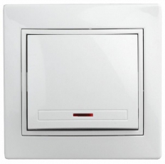 1-102-01 Intro Выключатель с подсветкой, 10А-250В, IP20, СУ, Plano, белый | Б0027597 | Intro