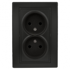 1-204-05 Intro Розетка 2х2P, 16А-250В, IP20, СУ, Plano, антрацит | Б0044569 | Intro