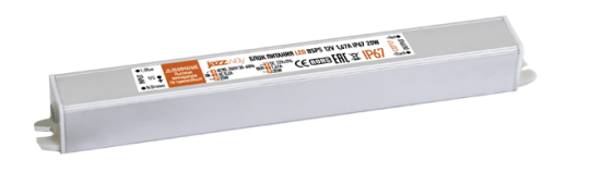 Драйвер для светодиодной ленты LED BSPS 12V1,67A=20W (new) влагозащищенный IP67 | 3329242А | Jazzway