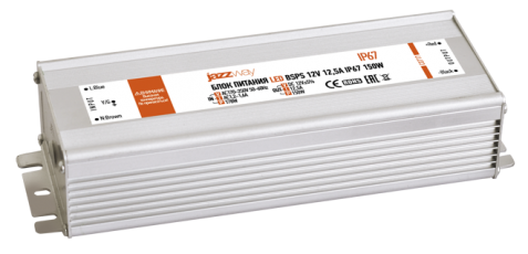 Драйвер для светодиодной ленты LED BSPS 12V12,5A=150W (new) влагозащищенный IP67 | 3329297A | Jazzway
