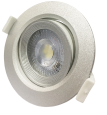 Светильник светодиодный Downlight встраиваемый поворотный PSP-R 9044 7W SILV 3000K 38° круг/поворот IP40 серебро | .5022935 | Jazzway