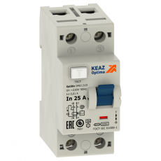 Выключатель дифференциальный (УЗО) OptiDin DМ63-2225-AС-УХЛ4 2п 25А 30мА тип AC | 254166 | КЭАЗ