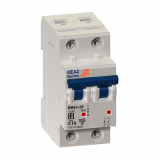 Выключатель автоматический двухполюсный OptiDin BM63 2А C 6кА (BM63-2C2-УХЛ3) | 103676 | КЭАЗ