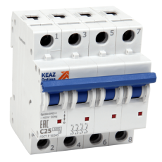 Выключатель автоматический четырехполюсной OptiDin BM63-4L13-УХЛ3-РЕГ | 280490 | КЭАЗ