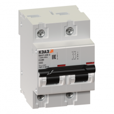 Выключатель автоматический двухполюсный ВА47-100 25А D 10кА (ВА47-100-2D25-УХЛ3) | 233051 | КЭАЗ