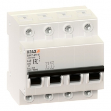 Выключатель автоматический четырехполюсный ВА47-29 32А D 4,5кА (ВА47-29-4D32-УХЛ3) | 253146 | КЭАЗ