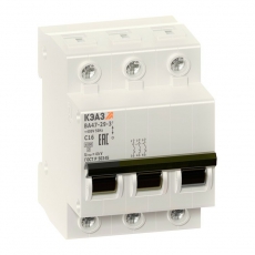 Выключатель автоматический трехполюсный ВА47-29 25А B 4,5кА (ВА47-29-3B25-УХЛ3) | 253065 | КЭАЗ