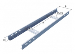 Лоток лестничный 300х50х3000х1,2мм | LL50*300*1.2*3000 | КМ-профиль