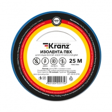 Изолента ПВХ KRANZ 0.13х15 мм, 25 м, синяя (5 шт./уп.) |KR-09-2105 | Kranz