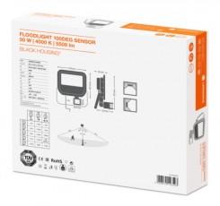 Прожектор светодиодный с датчиком ДО-50Вт 4000K 5000Лм IP65 черный LEDVANCE | 4058075143593 | LEDVANCE