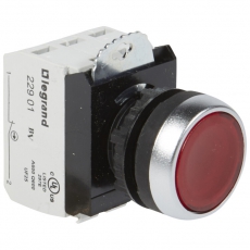 Кнопка с потайным толкателем ? 22,3 - Osmoz - в сборе - с подсветкой - красный - 230 В~ | 023758 | Legrand