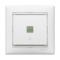 Valena Белый Выключатель кнопочный 1-клавишный с подсветкой и с симовлом 