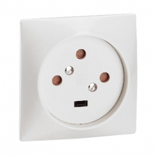 Розетка встраиваемая 3К+З - 20 А - 80x80 мм - на винтах - слоновая кость | 055425 | Legrand