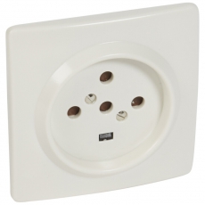 Розетка встраиваемая 2К+Н+З - 20 А - с защитными шторками - 95x95 мм - на винтах - слоновая кость | 055457 | Legrand