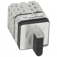 Переключатель на 2 направления - с положением ''0'', 45° - PR 17 - 3П - 6 контактов - крепление на дверце | 027437 | Legrand