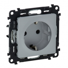 Valena LIFE DIY Алюминий Розетка 1-ая с/з с защитными шторками, безвинт.зажим | 753620 | Legrand