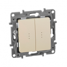 Etika Сл.кость Переключатель 2-клавишный с подсветкой, 10А, авт. клем | 672316 | Legrand