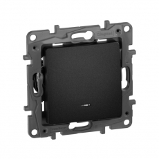 Etika Антрацит Выключатель 1-клавишный с подсветкой/индикацией, авт.клеммы, 10 AX, 250 В | 672603 | Legrand