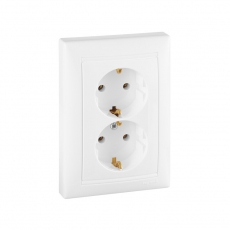 VALENA Розетка двойная с заземлением белая
