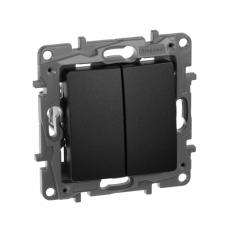 Etika Антрацит Переключатель 2-клавишный, 10А, авт. клем | 672612 | Legrand